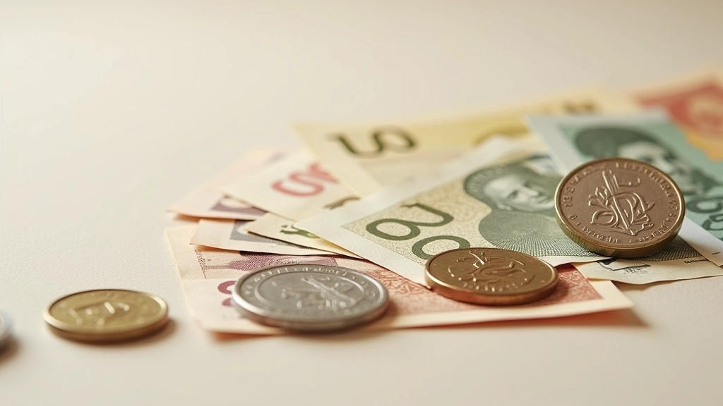 Deutsche Mark Scheine und Münzen aus verschiedenen Jahrzehnten, sortiert chronologisch mit historischen Notizen